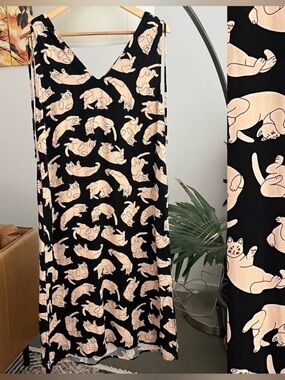Pepaloves Cat Print Midi Dress
